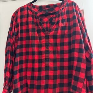 J. Crew Women’s Red and Black Checkered Shirt
